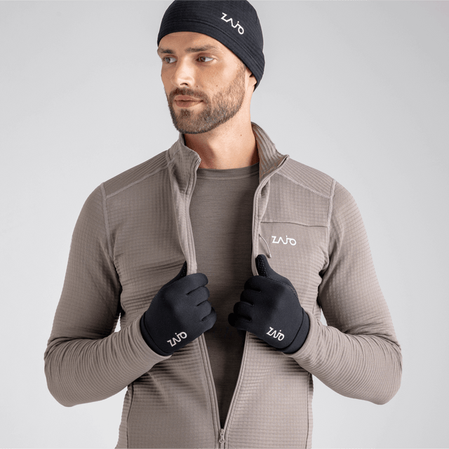 Amiko Fleece Gloves — Grey Navy