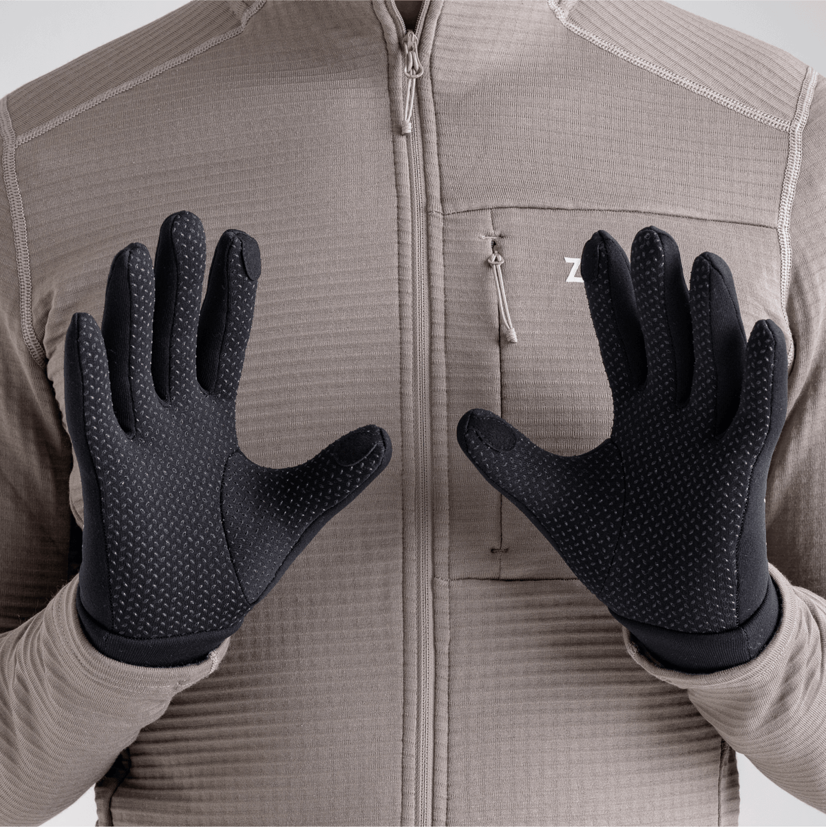 Amiko Fleece Gloves — Grey Navy