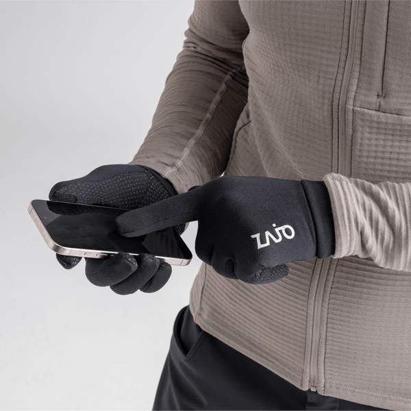 Amiko Fleece Gloves — Grey Navy