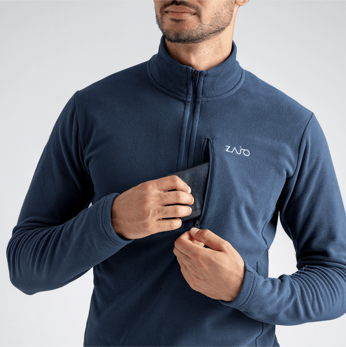 Auro Men's Fleece Zip Top — Harbor Blue