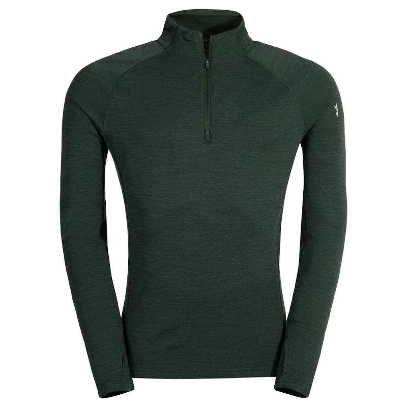 Hejma Men's Merino Zip Top — Dark Green